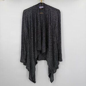 JS Collections Charcoal Gray Silver Metallic Drape Front Cardigan Women's PL